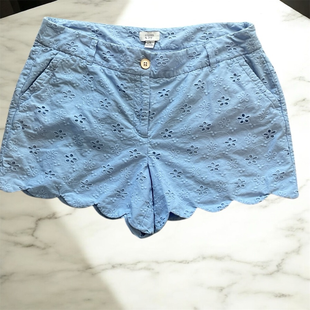 Crown & Ivy Light Blue Eyelet shorts
